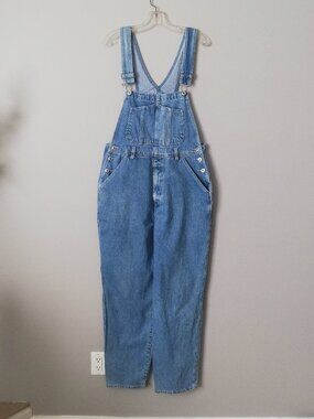 Women's 1990s Nevada Denim Overalls - Medium Wash Blue Jeans - Unisex Size L